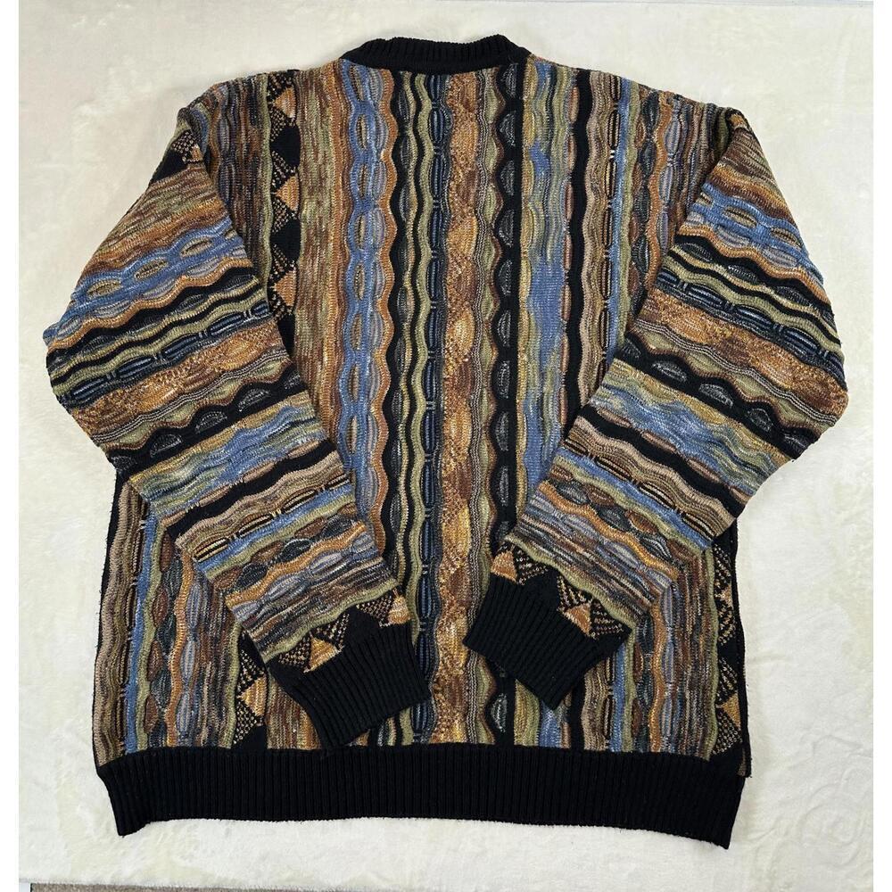 VTG 90s L 3D Marcazzani Italian Textured Knit Sweater Hip Hop Streetwear - Picture 6 of 6